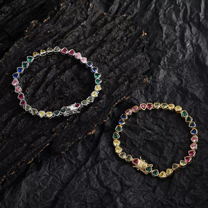 Color Tennis <b>Bracelet</b>, Heart-shaped 4 * 4mm Couple Stacked Tennis <b>Bracelet</b> Tanjing Fashion Lijing Necklace - Product Image 2