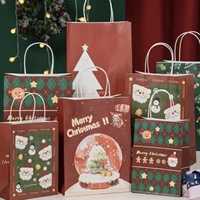 Sac cadeau en papier kraft recyclé laminé, réutilisable, écologique, luxueux, coloré, avec cordon de serrage, design personnalisé fait main pour Noël