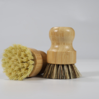 Umweltfreundliche Bambus-Geschirrbürste Natürliche Sisal-Borsten Palmblatt-Topfbürste Ergonomische Plastikfreie Küchen-Reinigungsbürste
