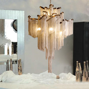 Lampe suspendue moderne en chaîne à pampilles d'Italie, luminaire décoratif en aluminium pour projet, luminaires suspendus pour pièce, lustre en chaîne de fer - Product Image 3