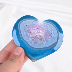 หินอาเกตลูกไม้สีน้ำเงินรูปหัวใจแกะสลักด้วยมือ หินคริสตัลบำบัดพลังงานจิตวิญญาณ สำหรับเป็นของขวัญ ลดราคาพิเศษ - Product Image 6
