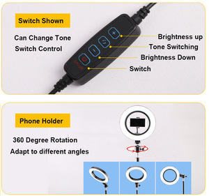 Kit d'éclairage photographique portable Massa 10 pouces 26 avec trépied pour <span class=keywords><strong>selfie</strong></span>, anneau lumineux LED - Product Image 6