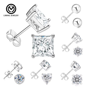 GE53 Korean Trendy Cubic Zircon CZ Stud <strong>Earrings</strong> 925 Sterling Silver <strong>Square</strong> <strong>Diamond</strong> Hypoallergenic <strong>Earring</strong> for Women Men Jewelry - Product Image 1
