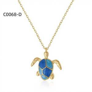 Collar con Colgante de Tortuga Amy Amy, Chapado en Plata, Aleación y Resina, Amuleto de Animal Azul para Mujer, Regalo para Uso Diario - Product Image 2