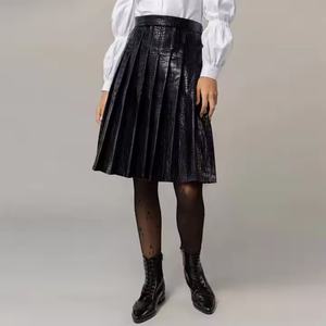 Nuevas llegadas: Faldas de cuero de talle alto para mujer, moda de verano, falda midi acampanada con cremallera, elegante falda de PU para mujer - Product Image 1