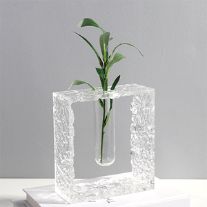 Vas Bunga Hidroponik Bingkai Akrilik Tabung Kaca Terarium Pot Tanaman - Product Image 1