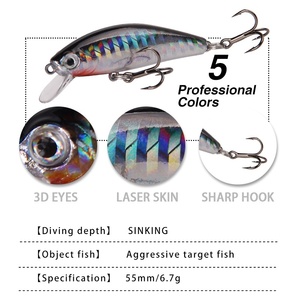 Señuelo de Pesca <span class=keywords><strong>SWORDFISH</strong></span> Five-eyes, Tipo Minnow, Impreso, de Largo Alcance, 6.7g, Alta Calidad, Micro-Size, ABS, para Agua Dulce y Lagos - Product Image 2