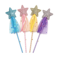 Baguette Magique Étoile Scintillante Princesse avec Jupe en Tulle pour Fête d'Anniversaire Enfant Accessoire de Costume Cadeau OEM