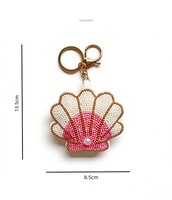 Porte-clés animaux marins perlés à la main style dessin animé, mini perles rondes incrustées, coquille de crevette, homard, breloque de sac, souvenirs de plage, cadeau pour femme