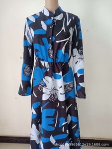 Elegante estampado vintage de las mujeres Casual hasta el suelo vestido transpirable de poliéster Swing Front cuello en V Floral <span class=keywords><strong>pollo</strong></span> para fiestas - Product Image 5