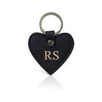 Porte-clés personnalisé en cuir véritable Saffiano Coeur Porte-clés en relief Monogramme Cadeau Initial Porte-clés de voiture