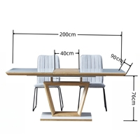 Ensemble de table à manger extensible moderne en verre avec 6 chaises, style nordique, plateau en MDF pour mobilier de salle à manger de luxe