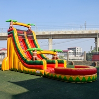 Toboggan aquatique gonflable commercial jaune avec piscine, toboggans aquatiques gonflables pour adultes