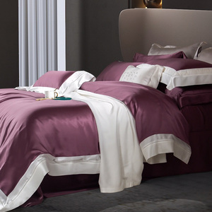 Top Luxury Purple 100% Mulberry Silk Duvet Cover <strong>king</strong> <strong>Size</strong> <strong>pink</strong> Girl Bed Sheet Home Textile <strong>Bedding</strong> Sets Supplier - Product Image 3