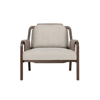 Fauteuil Lounge en Bois de Luxe de Style Nordique, Revêtement en Cuir et Tissu, Design Écologique pour Chambre à Coucher, Salon, Bureau
