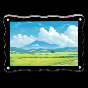Bingkai Foto Akrilik Magnetik Transparan Modern yang Dapat Disesuaikan, Tepi Bergelombang, Portabel, Berdiri Sendiri, Sudah Terakit - Product Image 3