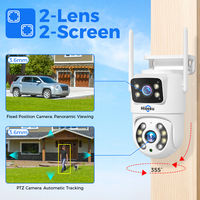 8MP WiFi IP Caméra Extérieure Double Objectif PTZ CCTV Caméra AI suivi de mouvement Caméras Réseau Étanche Vidéo Surveillance Produits