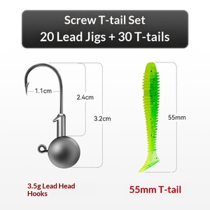 Leurre souple King Lure à queue en T filetée, avec tête plombée et spirale inversée, pour la pêche au bar en réservoirs et rivières - Product Image 6