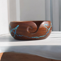 Bol à laine en bois élégant, fait main, écologique, portable et durable, accessoire de couture, motifs personnalisés, cadeau d'affaires, laine
