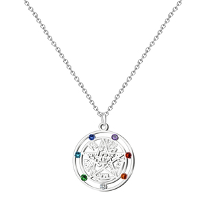 Collana di Tetragrammaton Chakra pietre portafortuna amuleto protettivo in acciaio inox Link argento moda minimalista ciondoli - Product Image 1