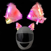 Haute qualité créatif mignon court en peluche moto vélo casque éclairer chat oreille décoration accessoires partie