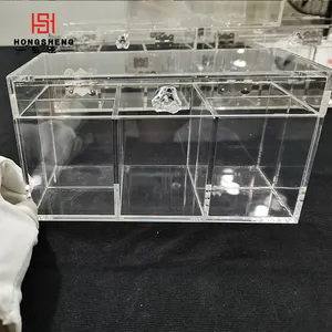 Large Lockable Wall Mounted Clear Toy Shoes Display Box Case Plastic Display Acrylic Storage Box