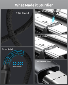 Magnetic <b>USB</b> C Charger <b>Cable</b>, 60W <b>USB</b> C <b>to</b> <b>USB</b> C <b>Cable</b>, Nylon Braided Type C Fast Charging Data Sync <b>Cable</b> Cord for iPhone 15 - Product Image 5
