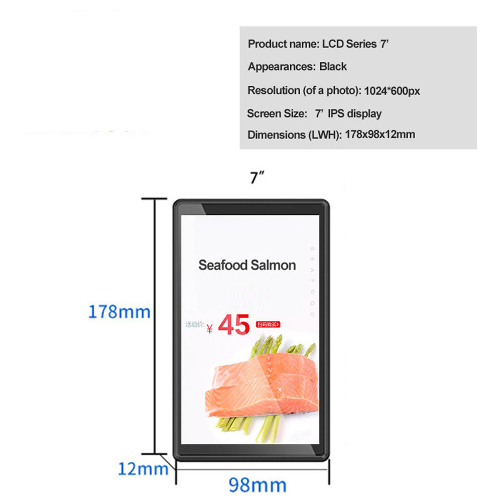 Étiquette électronique d'écran couleur LCD 7 pouces