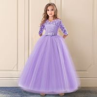 Longue Robe Princesse en Dentelle Fleurie pour Filles de 6 à 14 Ans, Vêtement de Soirée et de Mariage pour Enfants