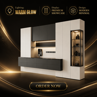Vitrine moderne en verre, buffet en bois, console de rangement avec éclairage d'appoint LED, taille personnalisée pour salon, hôtel