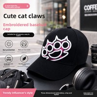 Casquette de baseball ajustable 6 panneaux en PVC avec broderie 3D mignonne, tendance, amincissante pour le visage, visière de protection solaire extérieure quatre saisons