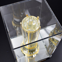 Trophée en cristal gravé sur mesure avec cadre en métal doré, trophée de compétition, trophée de championnat, cadeau commémoratif d'entreprise, logo personnalisé
