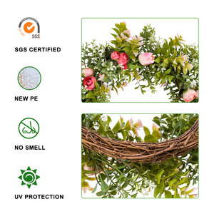 TH-73 bên ngoài quanh năm giả hoa nhựa với cành cơ sở tròn treo nhân tạo mùa xuân mùa hè cây xanh Vòng Hoa - Product Image 4