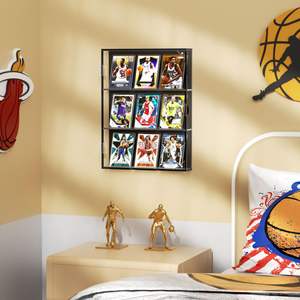 خزانة حائط أكريليك فاخرة كلاسيكية بباب مغناطيسي سهلة التجميع، علبة عرض لـ 9 بطاقات رياضية مدرجة لبطاقات البيسبول والهوكي - Product Image 5