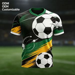 Maillot de football/soccer pour hommes, personnalisé avec logo imprimé sur le devant, respirant, séchage rapide, 100% polyester, imprimé par transfert thermique - Product Image 1