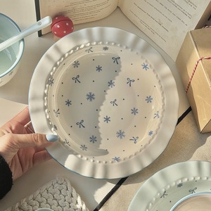 Cao xuất hiện phong cách Ins underglaze màu sứ dùng một lần Bộ bát đĩa đặt tủ đông an toàn đồ dùng Kit - Product Image 3