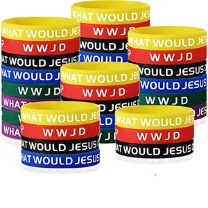 WWJD Bracelets What Would Bracelets Rubber Colorful WWJD Silicone Wristbands for Fundraiser Church Events Party Favors