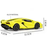 Modèle de voiture miniature en alliage de zinc 1/36 avec fonction de recul, son et lumière, roues libres pour enfants - Jouet souvenir rouge/jaune