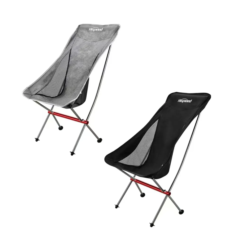 HISPEED-silla plegable de aluminio para acampar, asiento grande de gran tamaño, con forma de Luna