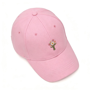 Gorra de béisbol rosa de 6 paneles con ramo de flores bordado – Sombrero para el sol ligero y transpirable para deportes al aire libre - Product Image 2