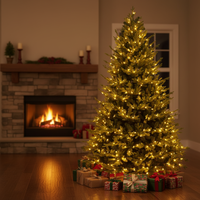 Sapin de Noël Artificiel de Luxe Premium 180cm avec Support Métallique et Éclairage LED, Résistant aux Flammes, Haute Qualité