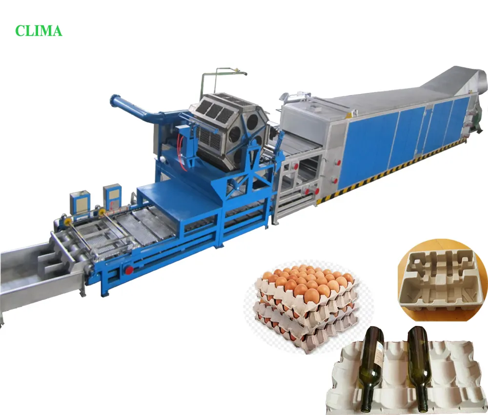 Sugarcane waste pulp machine used waste paper recycling machine with cart drying production line for egg tray
