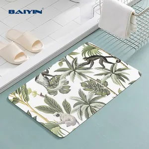 Baiyin 60*90cm Khoảng Trống Mềm Nhanh Chóng Khô Tắm Phòng Tắm Tắm Sàn Mat Thảm Cao Su Không Trượt Tắm Mat Cửa Thảm