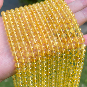 Perle di <span class=keywords><strong>Ambra</strong></span> Dorata Naturale Premium, Pietre Rotonde Traslucide Gialle Autentiche per Creazione di Gioielli Energetici Fai-da-Te - Product Image 5