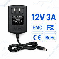 Adaptateur secteur ODM/OEM conforme RoHS, large compatibilité, 12V 3A 36W, US/EU/UK/AU AC 100-240V 50/60Hz DC