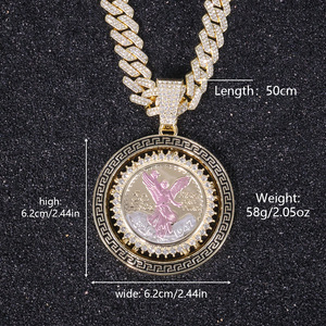 จี้เพชรทรงยุโรปอเมริกันแบบหมุนได้ ดีไซน์เก๋ เคลือบทอง พร้อมสร้อยเชื่อมแบบฮิปฮอปสุดเทรนดี้ - Product Image 2