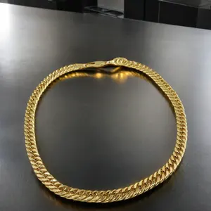 11mm Men's Fine Jewelry Necklace Thick Chain Snake Bone Hiphop 18K Gold Chain