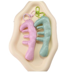 Plush Hand Shape Keychain Glossy Padded Bag <b>Charm</b> Cute Gesture Pendant for <b>Handbag</b> Backpack Key Decoration Fashion Gift - Product Image 5