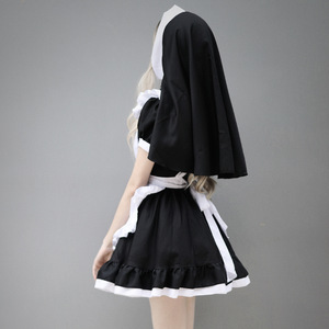 Nun Cosplay Costume Lolita Maid Outfit Black White Dress Anime Role Play Uniform Spring 2023 - Product Image 4