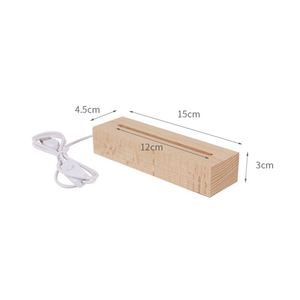 Beech Rectangular Oval LED Nightlight Base 7/3 Color Options Wooden Luminous USB Rechargeable 3D Nightlight Base Monochrome - Product Image 2